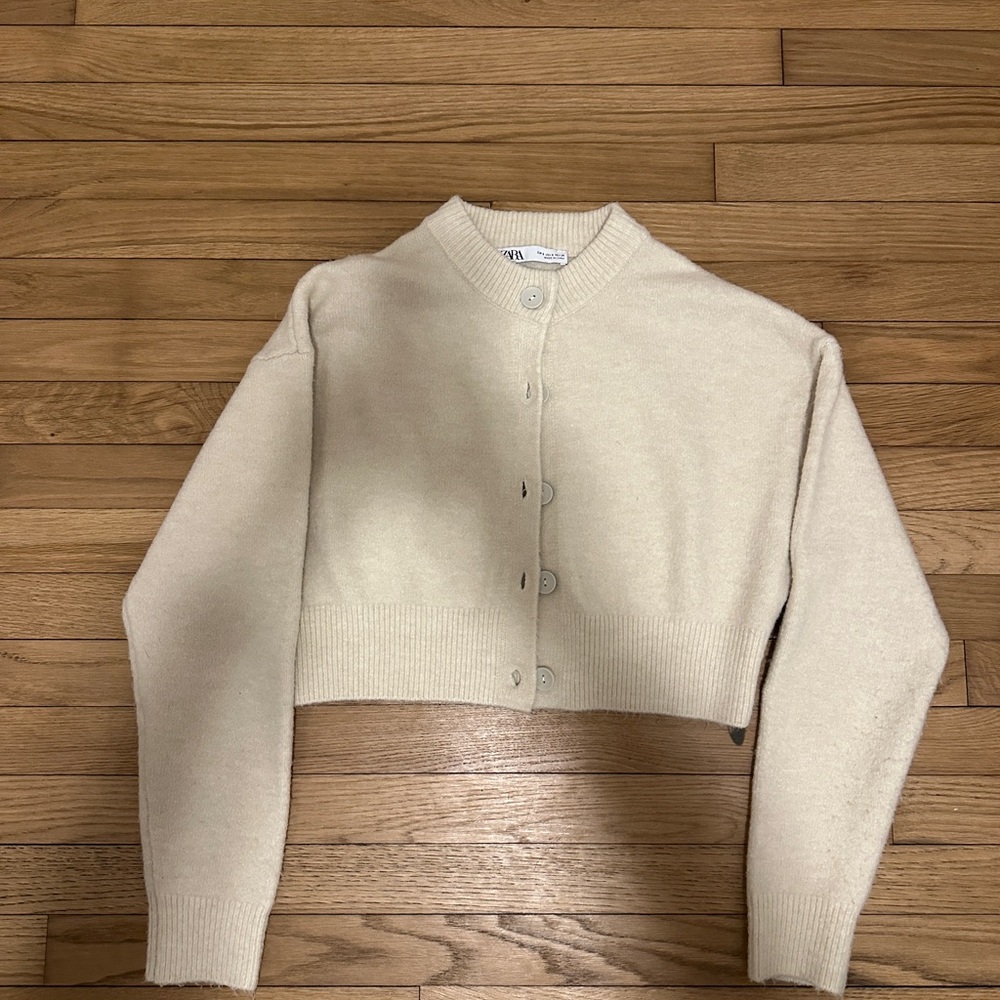 Zara Cream Button-Up Cardigan